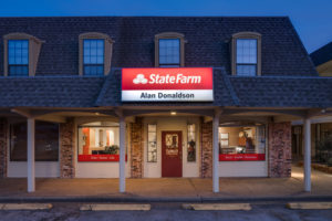 Exterior twilight image of State Farm office in Wichita Falls, TX