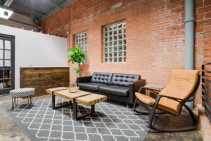 Interior design of a waiting room at a shared office space