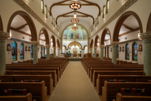 Commercial photo shot for local architecture firm of the sanctuary at Sacred Heart Catholic Church