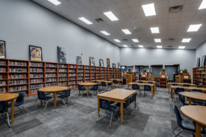 Library interior at City View High School