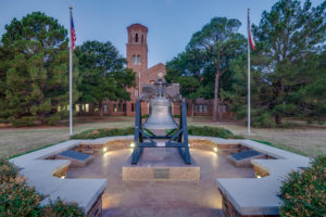 Commercial photograph of Liberty Bell Plaza at MSU in Wichita Falls, TX for local architecture firm