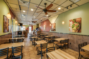Commercial interior photograph of Golden Chick in Wichita Falls, TX for local architecture firm