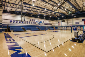 Commercial interior of a high school gymnasium at CVISD in Wichita Falls, TX