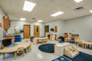 Commercial interior photograph of a classroom at Holliday ISD for local Wichita Falls construction company