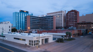 Aerial stock photograph of downtown Wichita Falls, TX